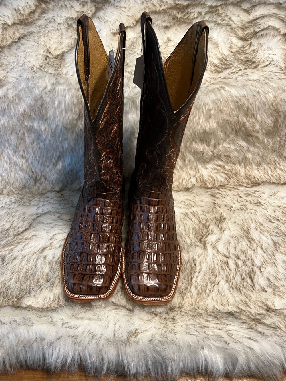 Men's Croc-Embossed Brown Western Boots